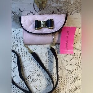 NEW BETSY JOHNSONPink/Black Wristlet bag.